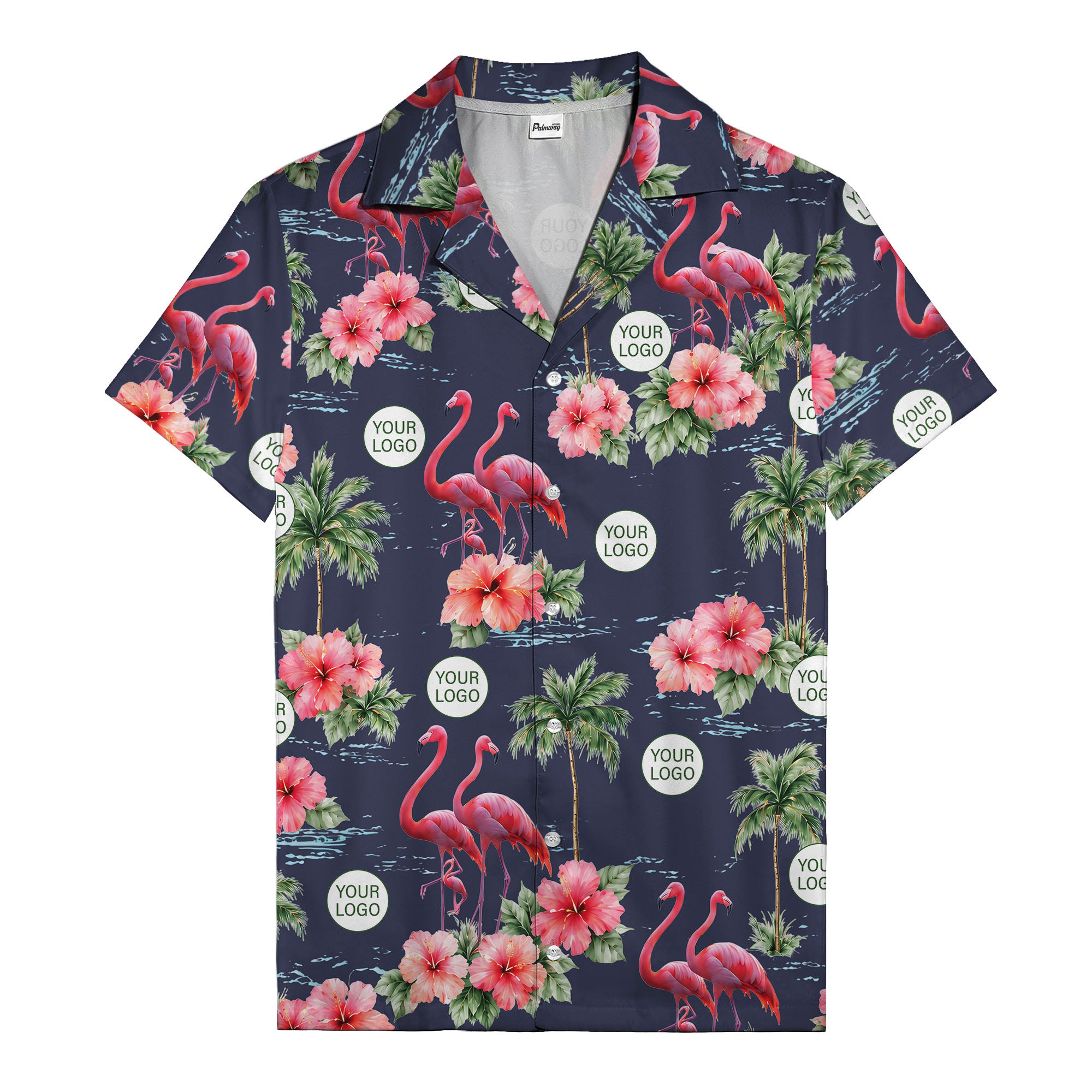 flamingo silhouettes palm trees hibiscus hawaiian shirt for men