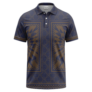 geometric palm leaves checkerboard border polo shirt