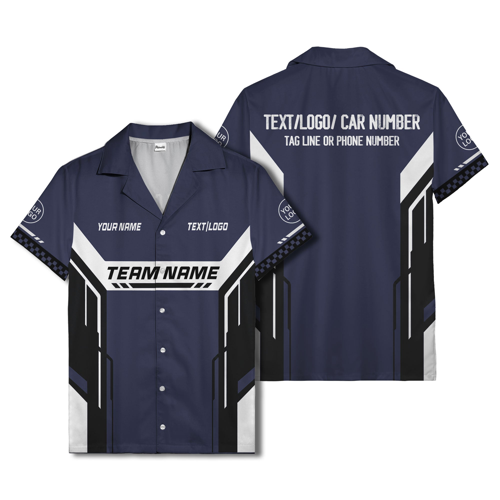 geometric stripes & custom text aloha hawaiian shirt for men