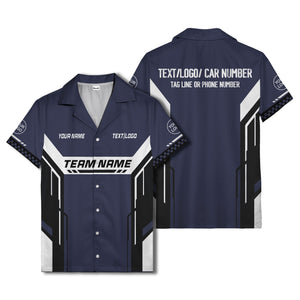 geometric stripes & custom text aloha hawaiian shirt for men