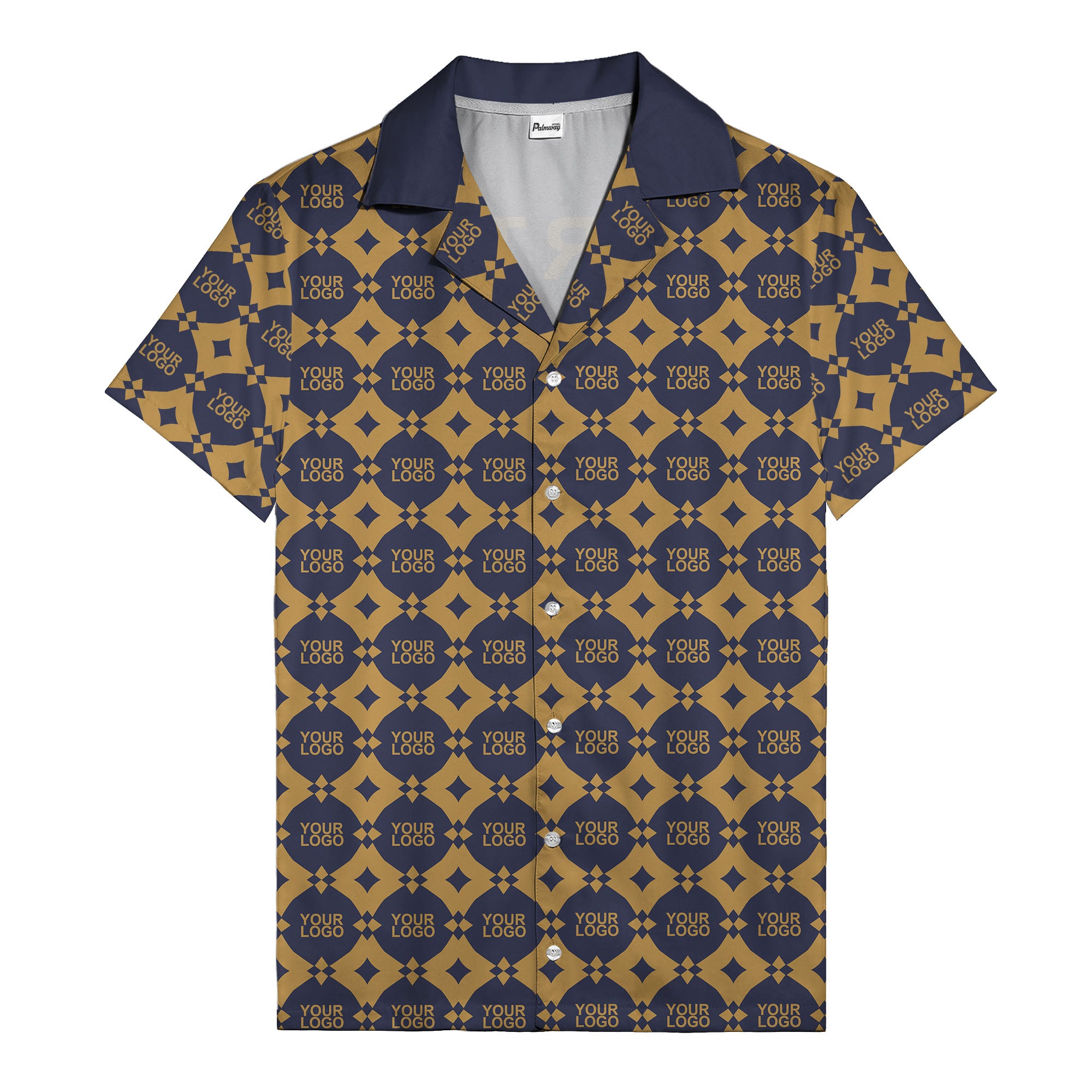 gold mon diamond lattice monogram hawaiian shirt for men