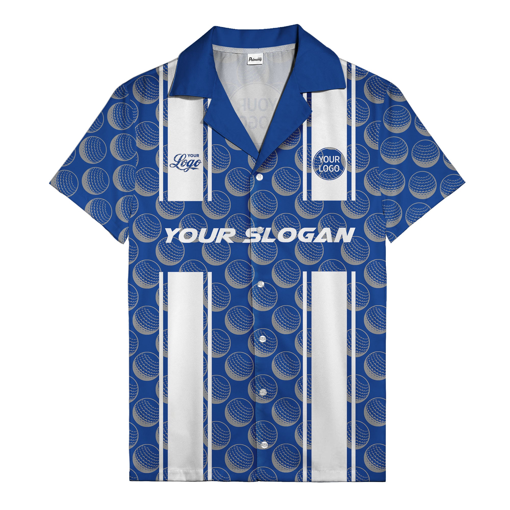 golf ball & white stripe repeat hawaiian shirt for golfers