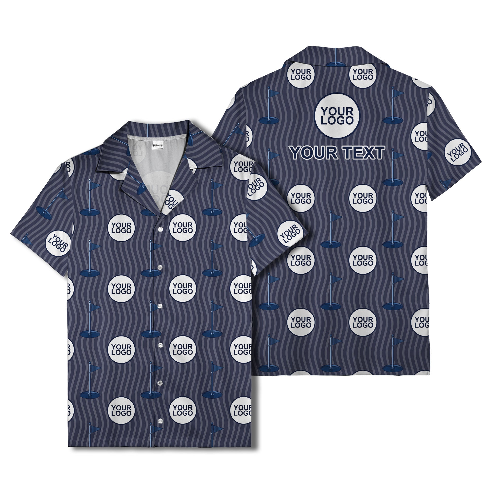 golf flag & custom logo repeat hawaiian shirt for men