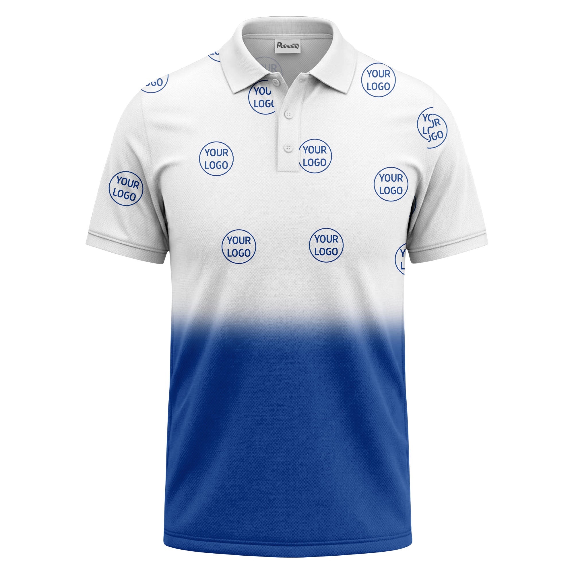 gradient black white custom logo repeat polo shirt
