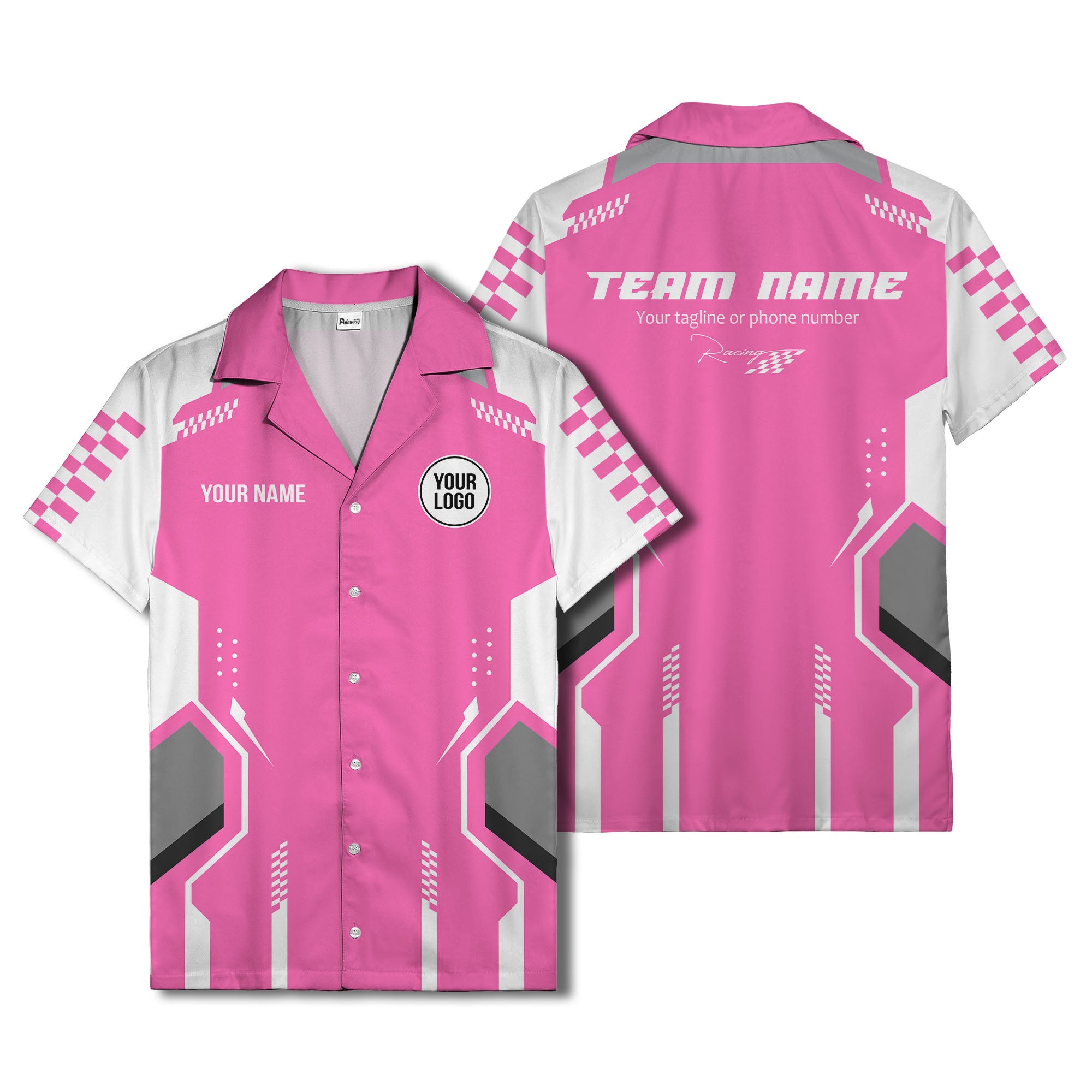 hexagon checkerboard geometric fusion hawaiian shirt for men