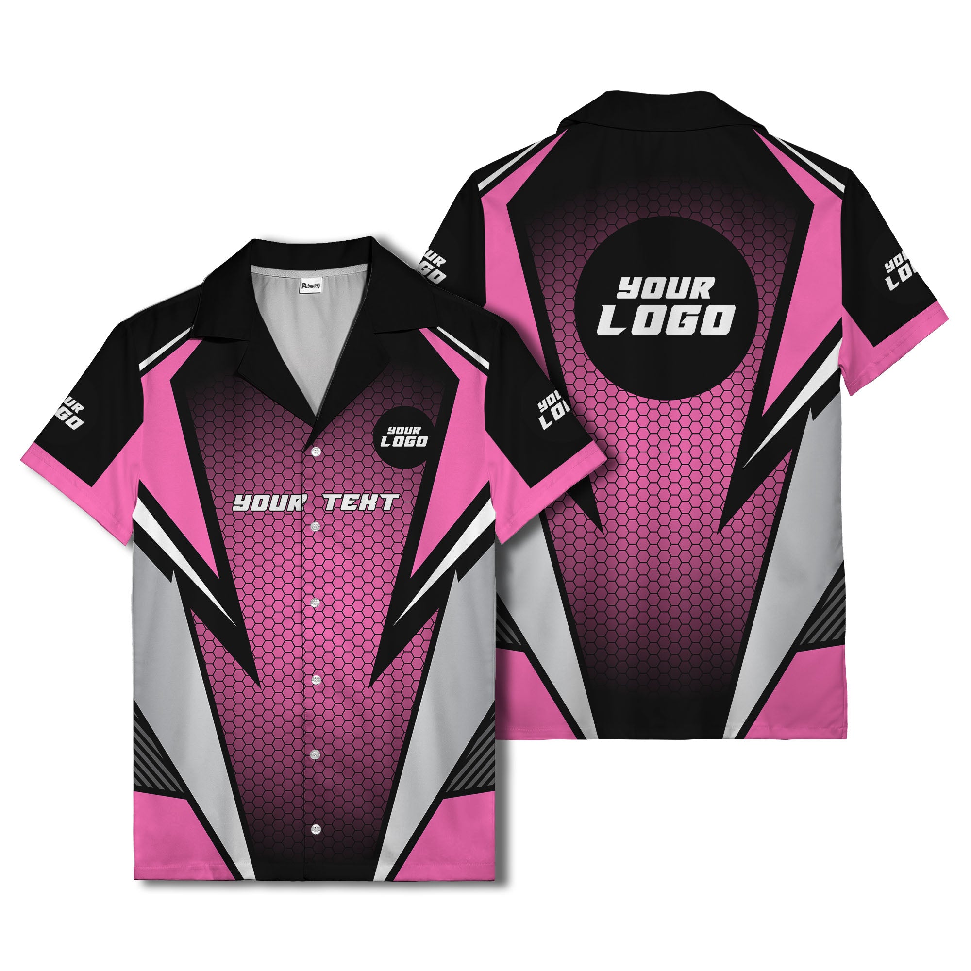 hexagon grid lightning bolt hawaiian shirt for men