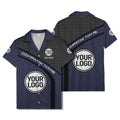 hexagonal grid diagonal stripe hawaiian shirt with custom logo