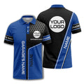 hexagonal grid garage name logo modern automotive polo shirt
