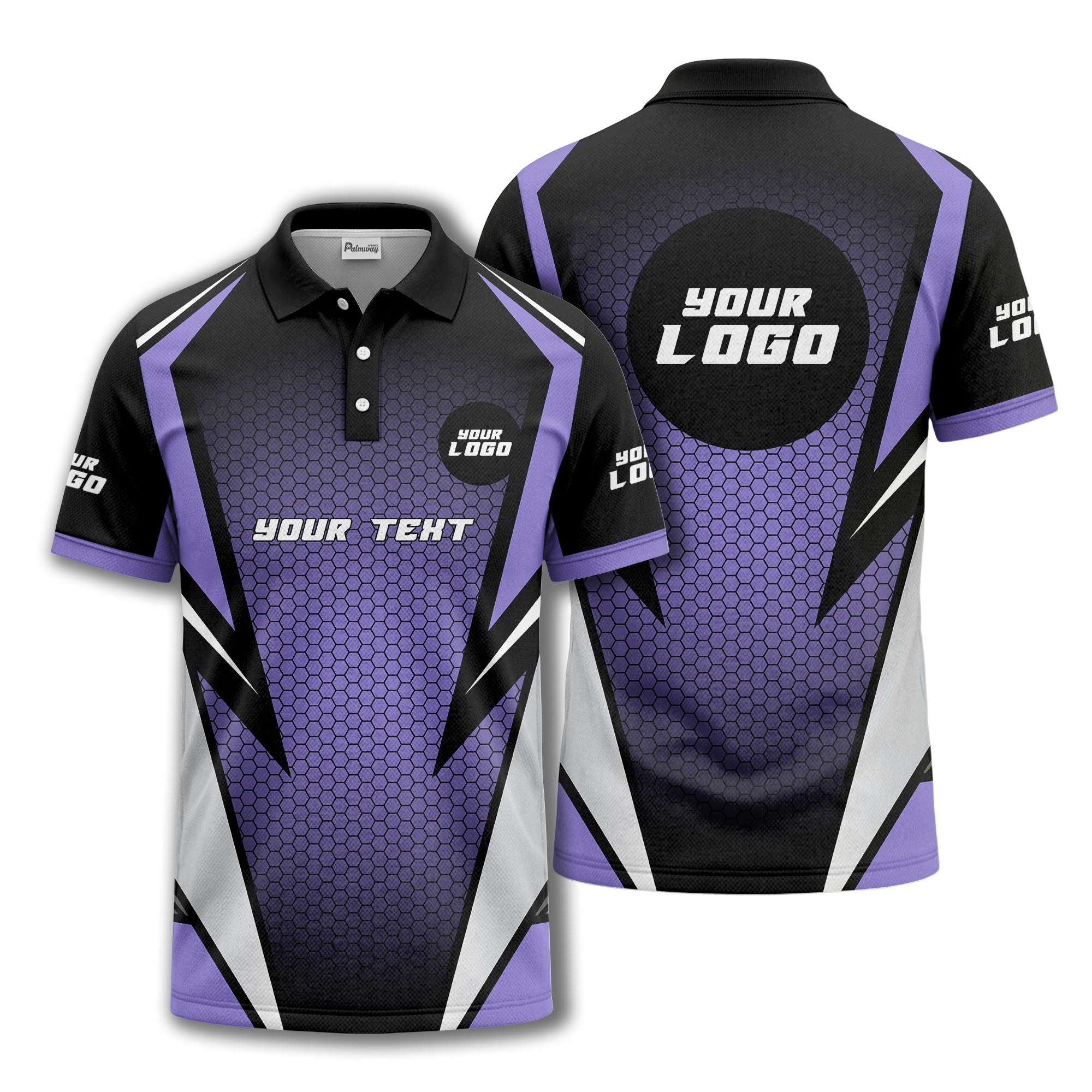 hexagonal grid geometric lines modern tech-inspired polo shirt