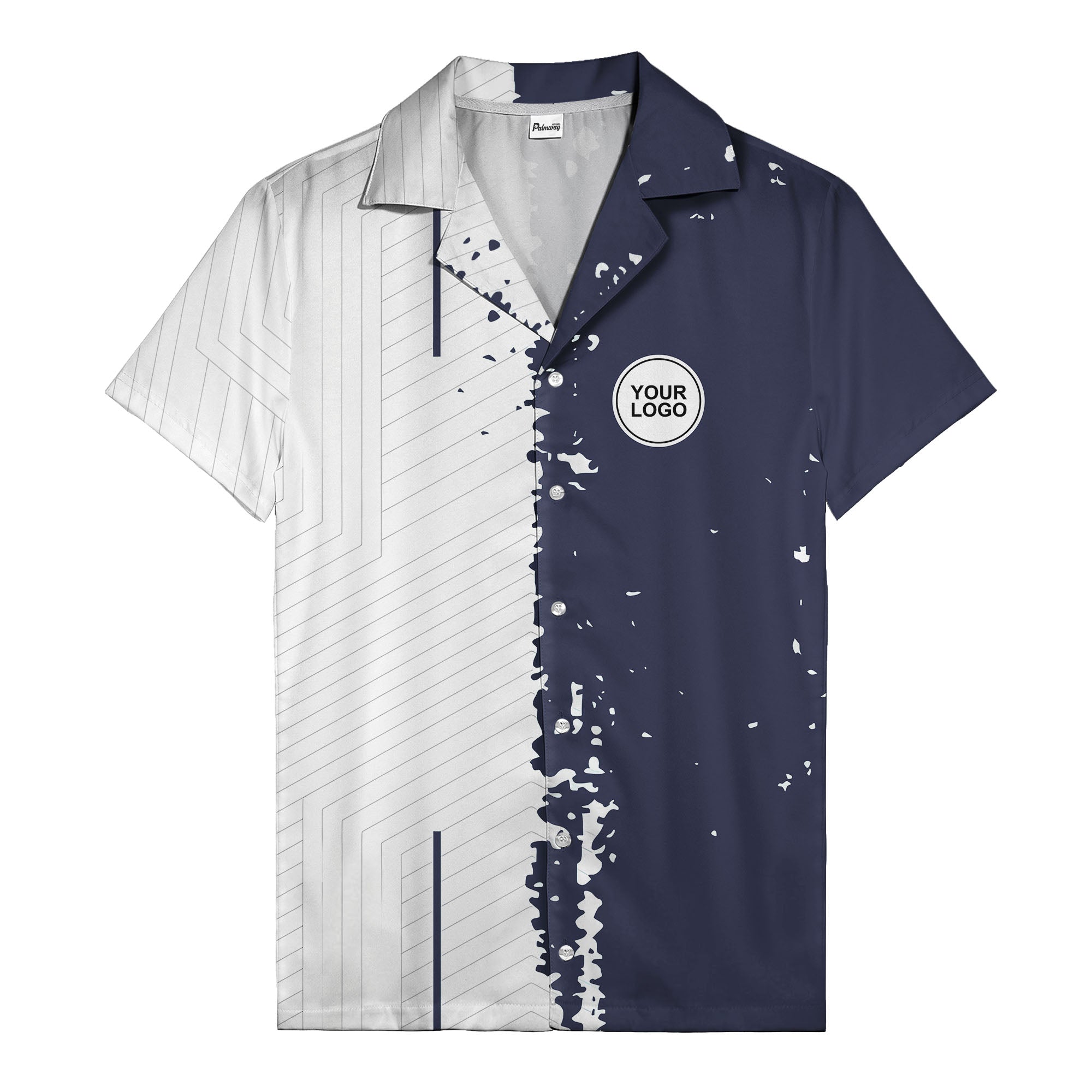 ink splattered abstract lines monochrome hawaiian shirt