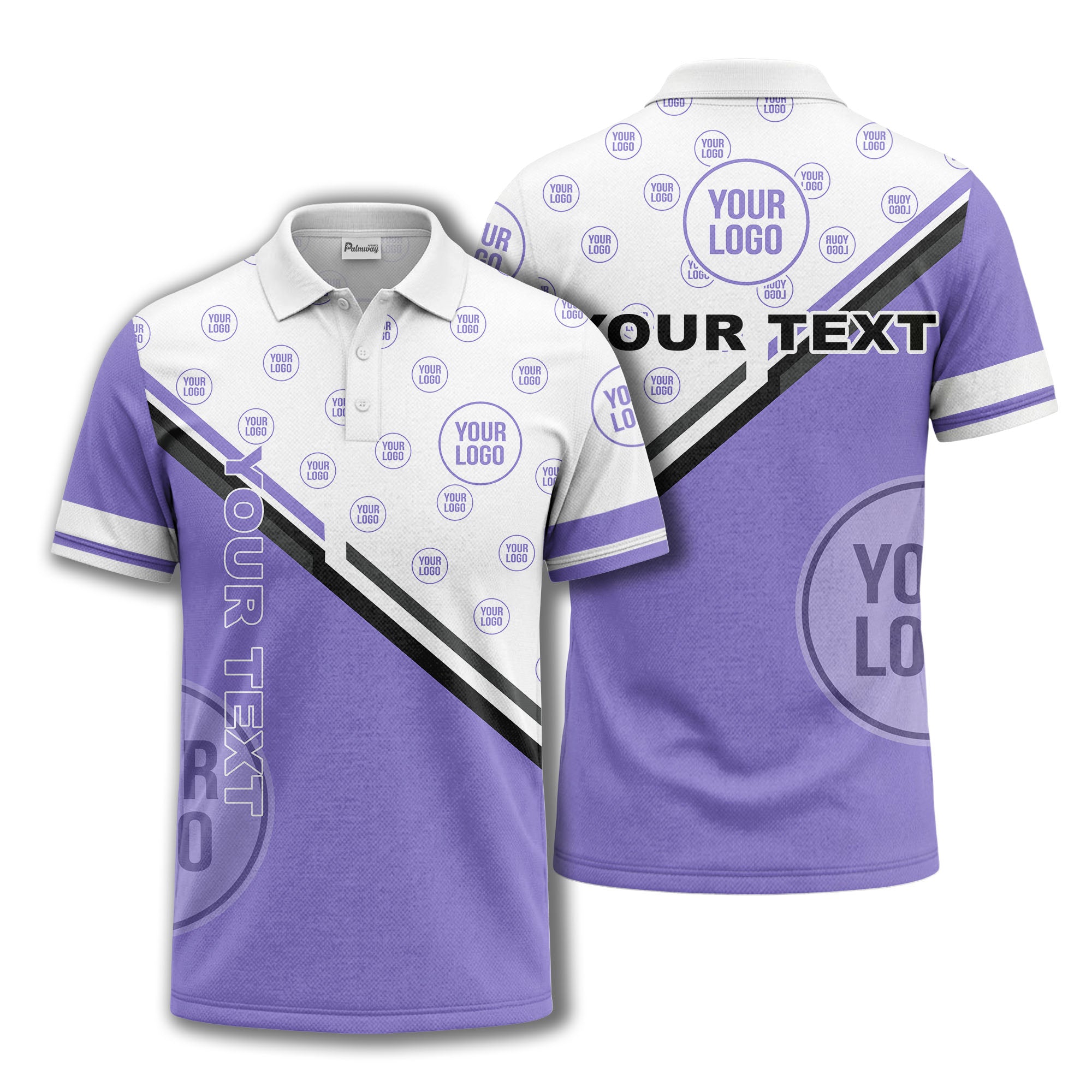 logo repeat diagonal stripe customizable polo shirt for teams