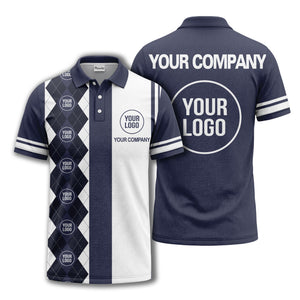 monochrome argyle diamond & custom logo polo shirt