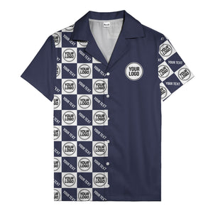 monochrome checkerboard custom logo repeat hawaiian shirt for men