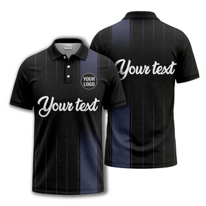 monochrome gradient vertical stripes with custom logo text polo shirt