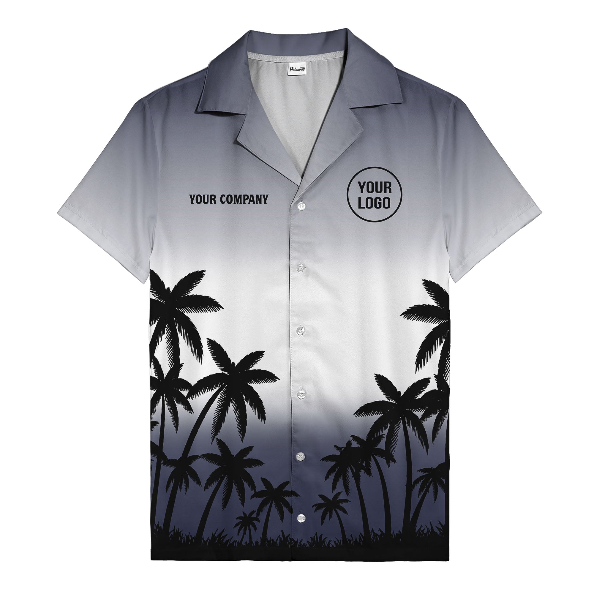 monochrome palm tree gradient silhouette hawaiian shirt for men