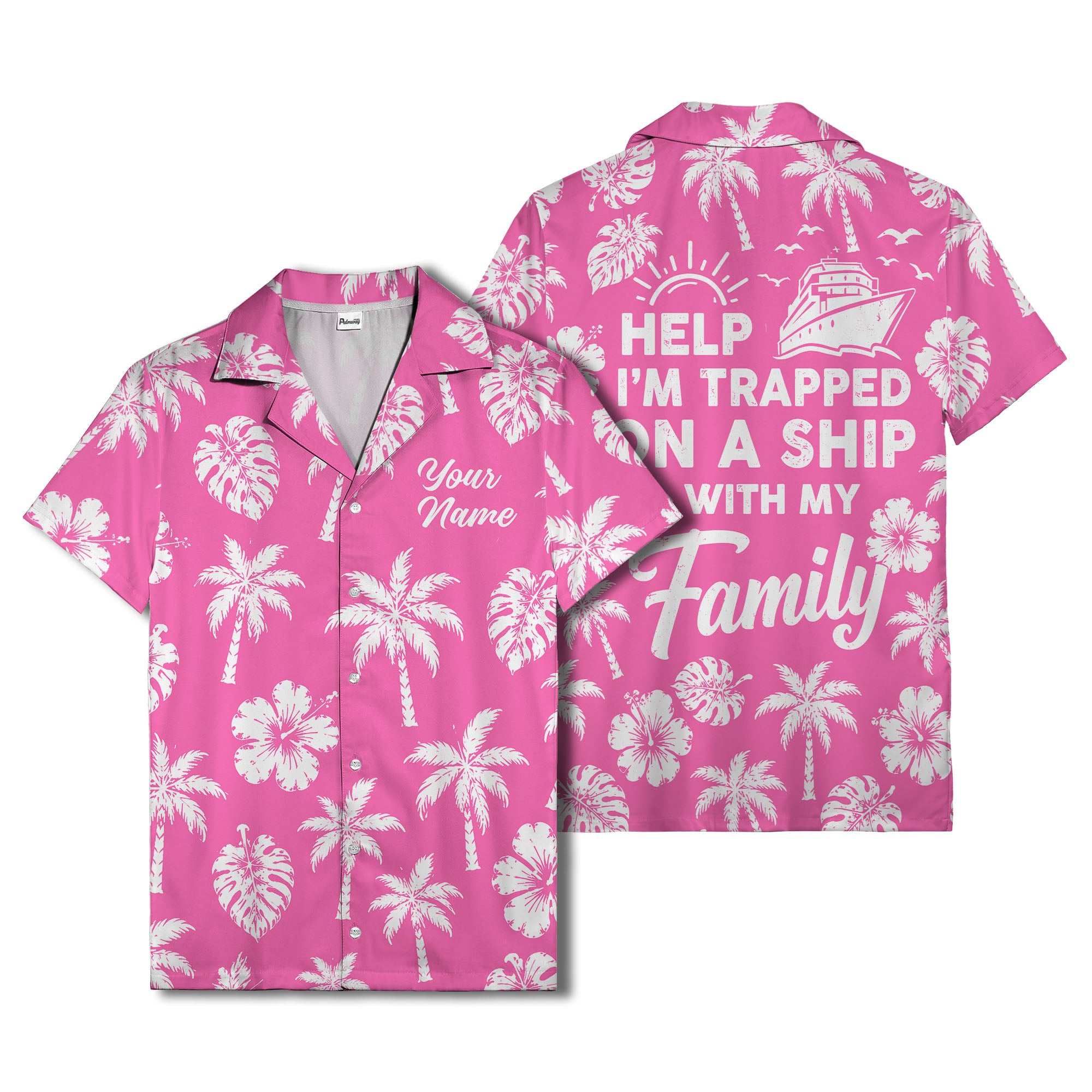 monochrome palm trees and hibiscus hawaiian shirt for men