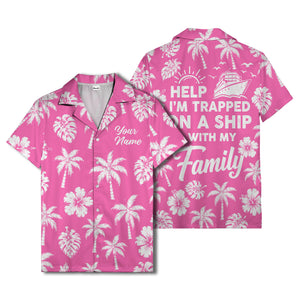 monochrome palm trees and hibiscus hawaiian shirt for men