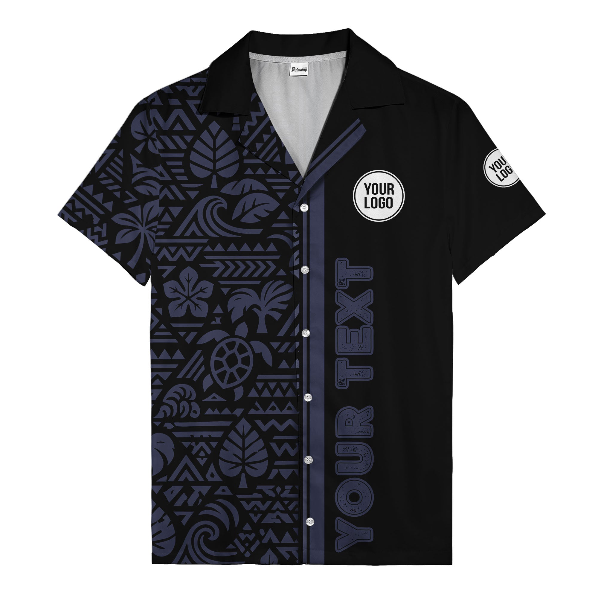 monochrome polynesian tribal turtles & waves hawaiian shirt