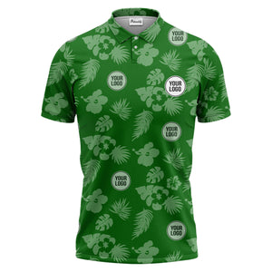 illustrated monochrome tropical flowers and leaves polo shirt for men