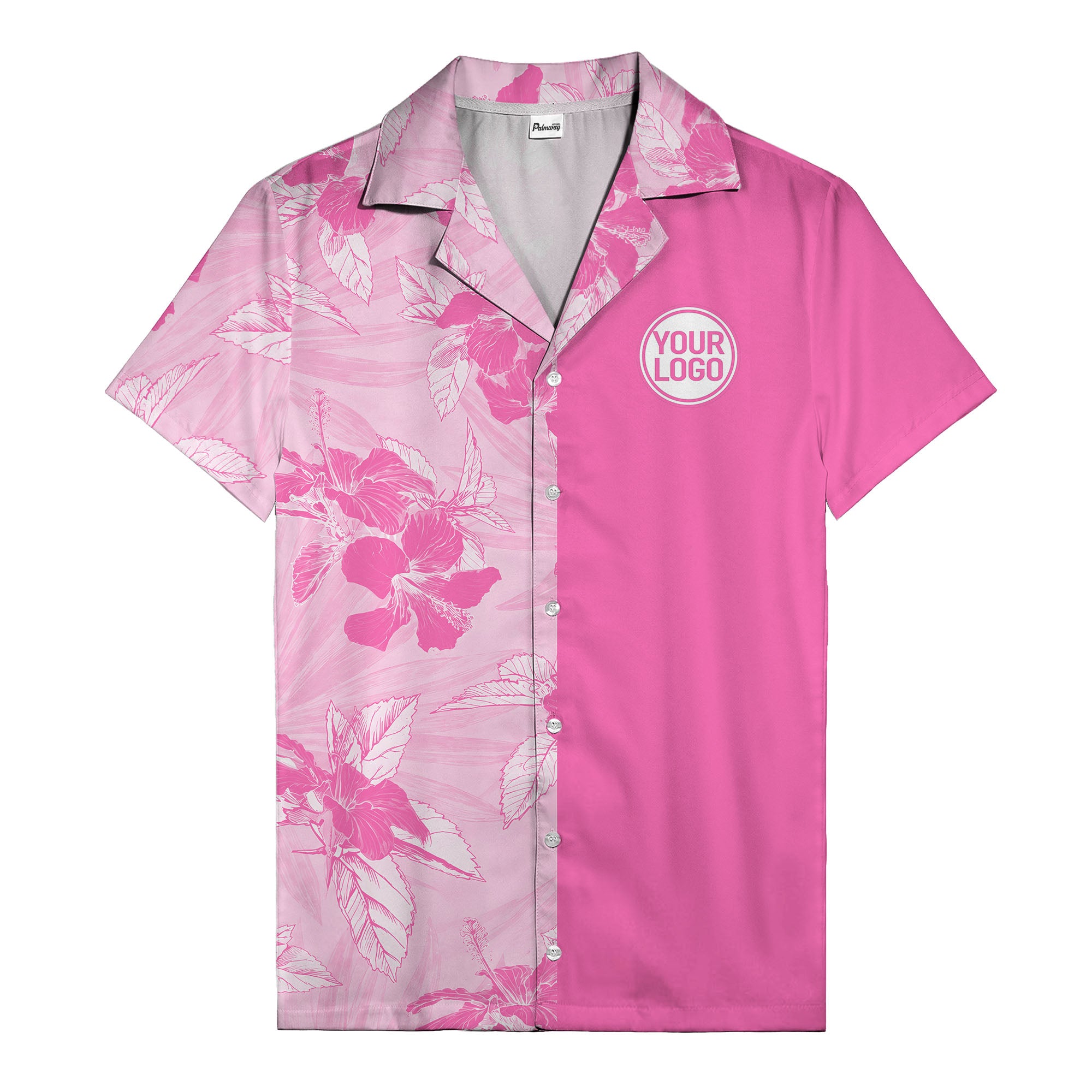 monochrome watercolor hibiscus and leaf repeat hawaiian shirt