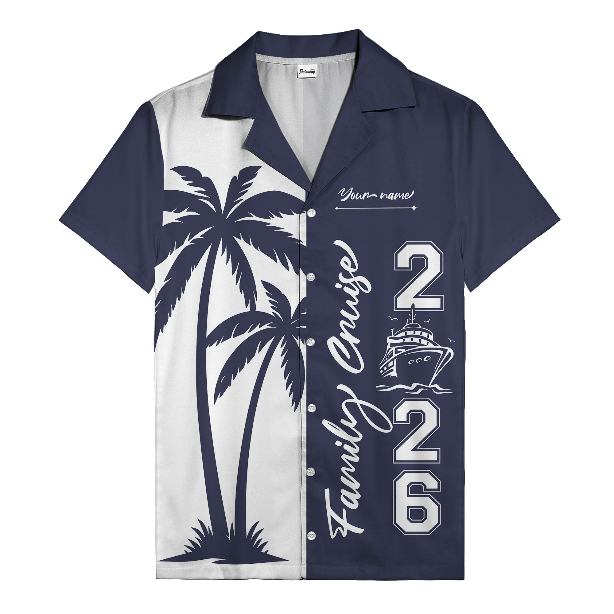palm tree cruise ship family vacation graphic hawaiian shirt