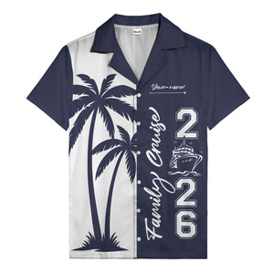 palm tree cruise ship family vacation graphic hawaiian shirt