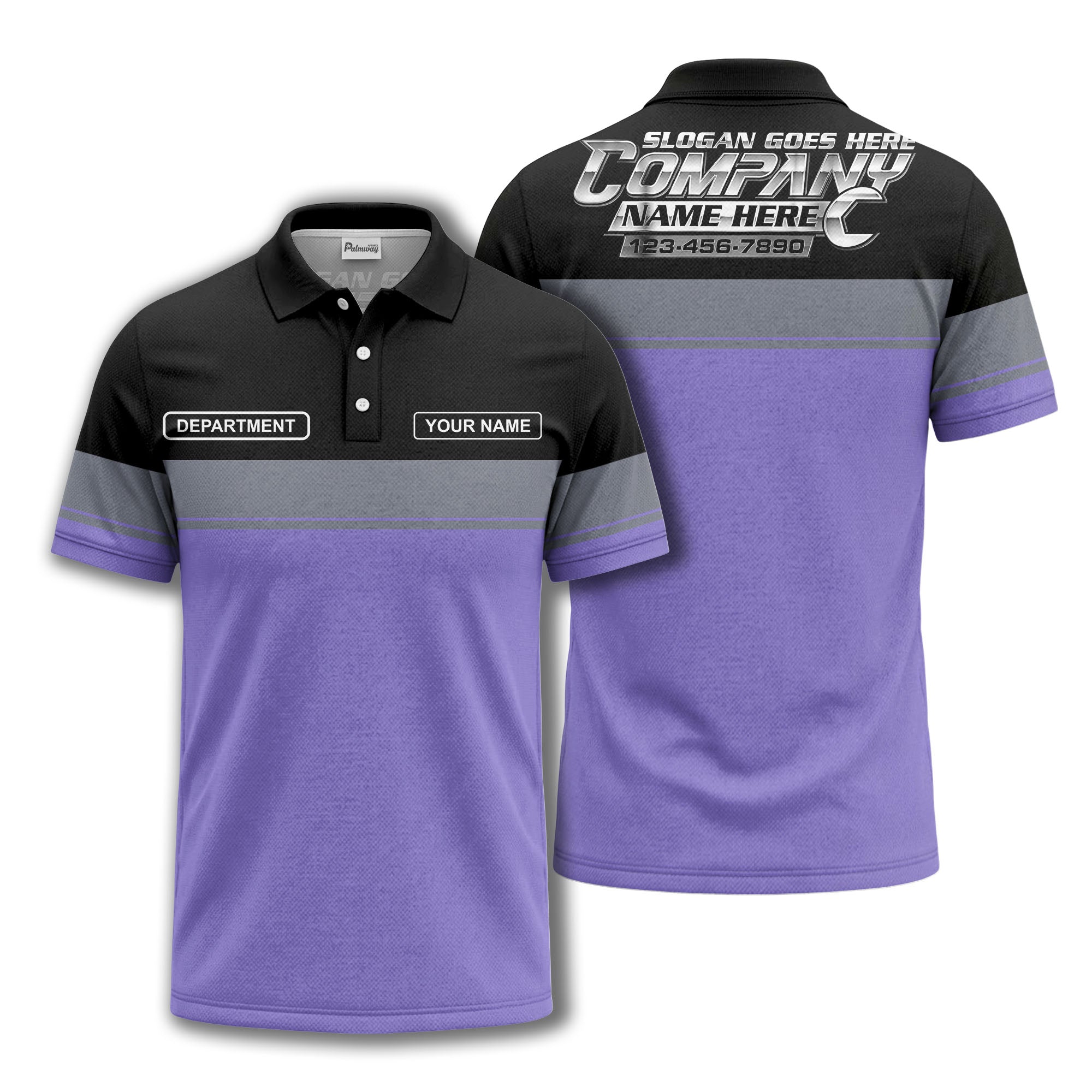 personalized department name gray stripe polo shirt for teams