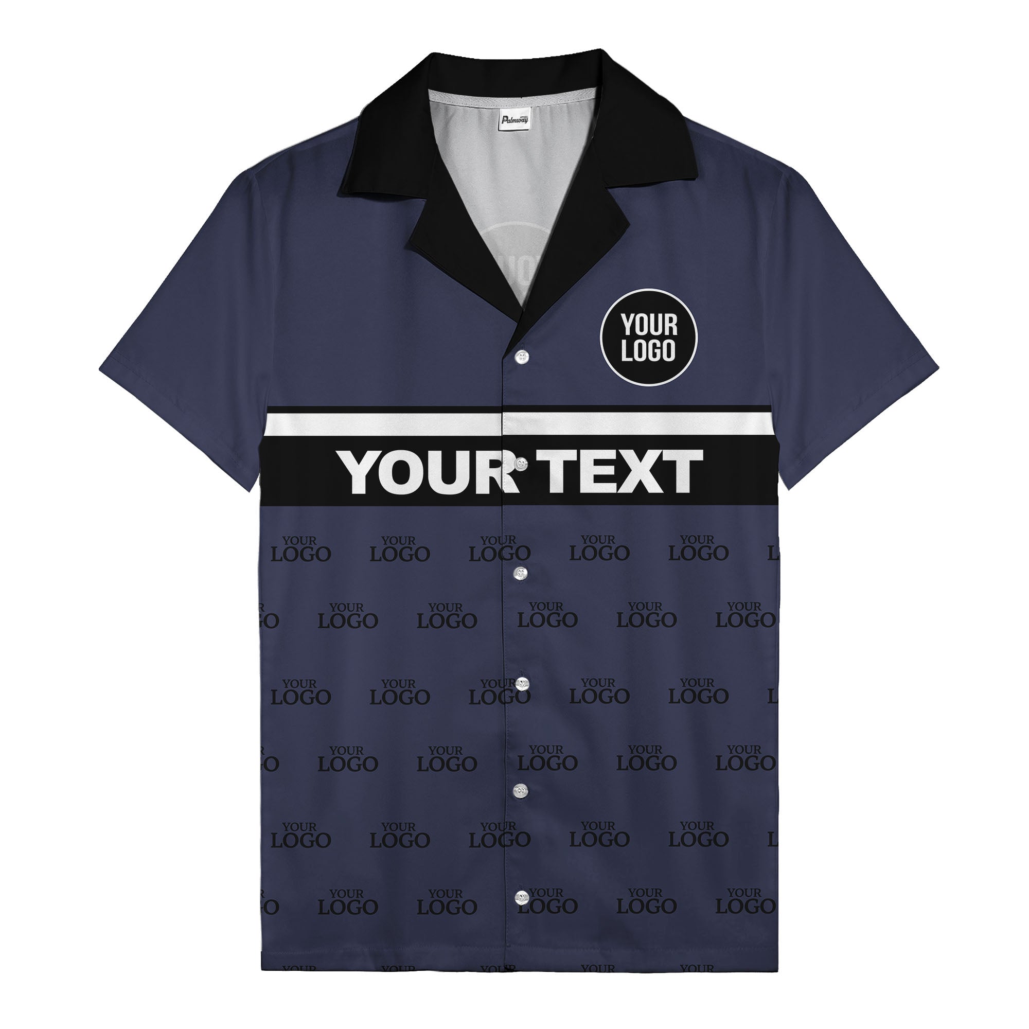 personalized logo & text striped hawaiian shirt for teams