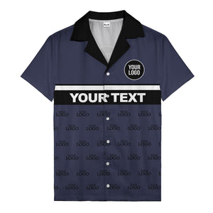 personalized logo & text striped hawaiian shirt for teams
