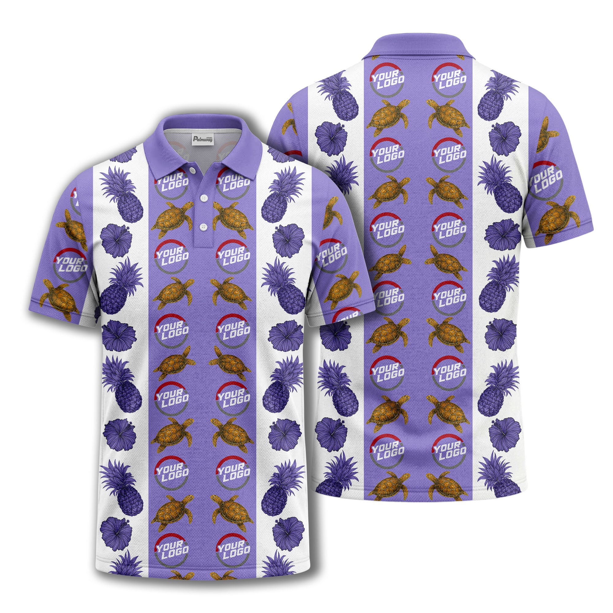 pineapple sea turtle hibiscus custom logo polo shirt