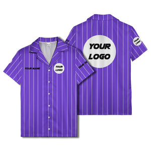 pinstripe baseball jersey hawaiian shirt with custom name & number