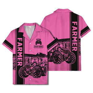 realistic tractor farm landscape farmer hawaiian shirt
