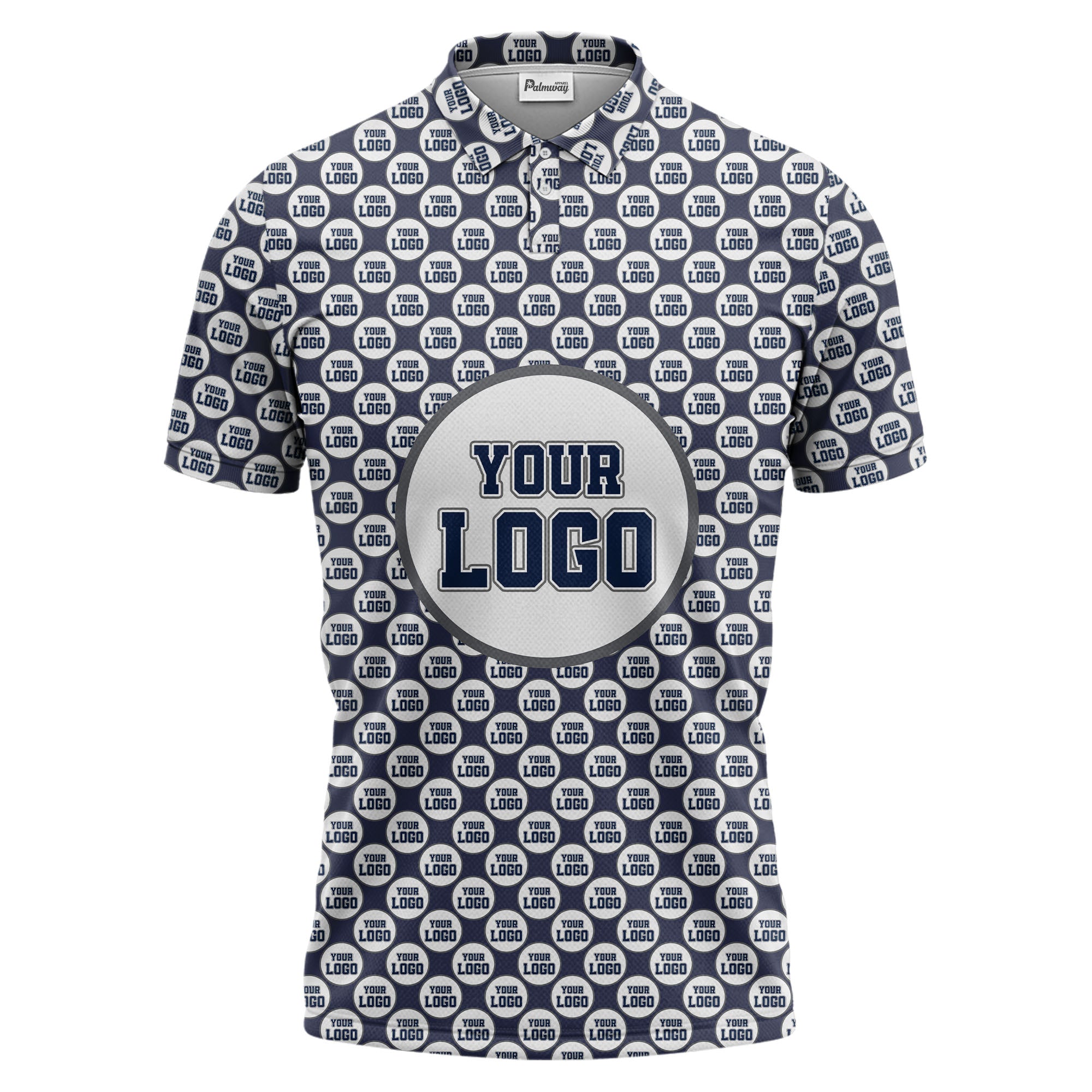 Repeating Personalized Logo Polo Shirt With Custom Text & Illustrated Icons