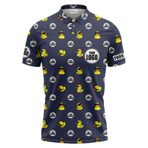 rubber duck repeat cartoon pattern custom logo black polo shirt for men