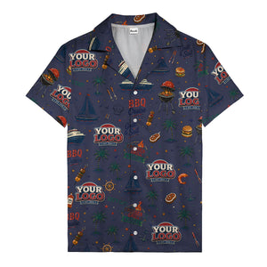 sailboats anchors ship wheels hamburger shrimp steak grill tools hawaiian shirt for men
