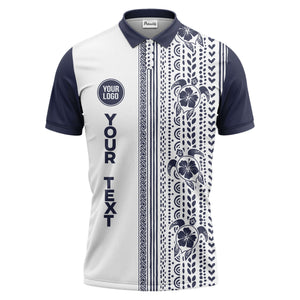 sea turtles hibiscus polynesian tribal black white polo shirt for men