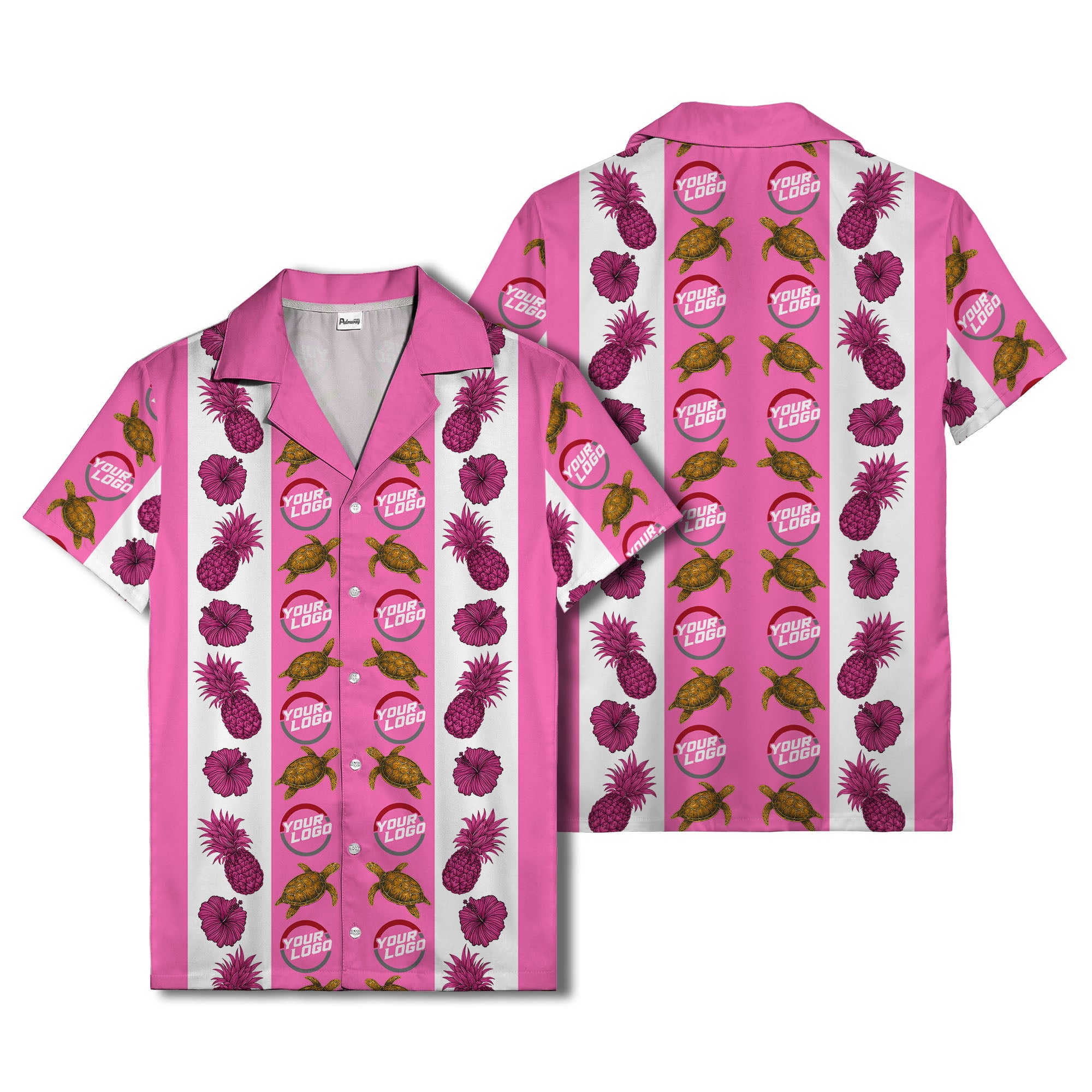sea turtles & pineapple hibiscus striped hawaiian shirt