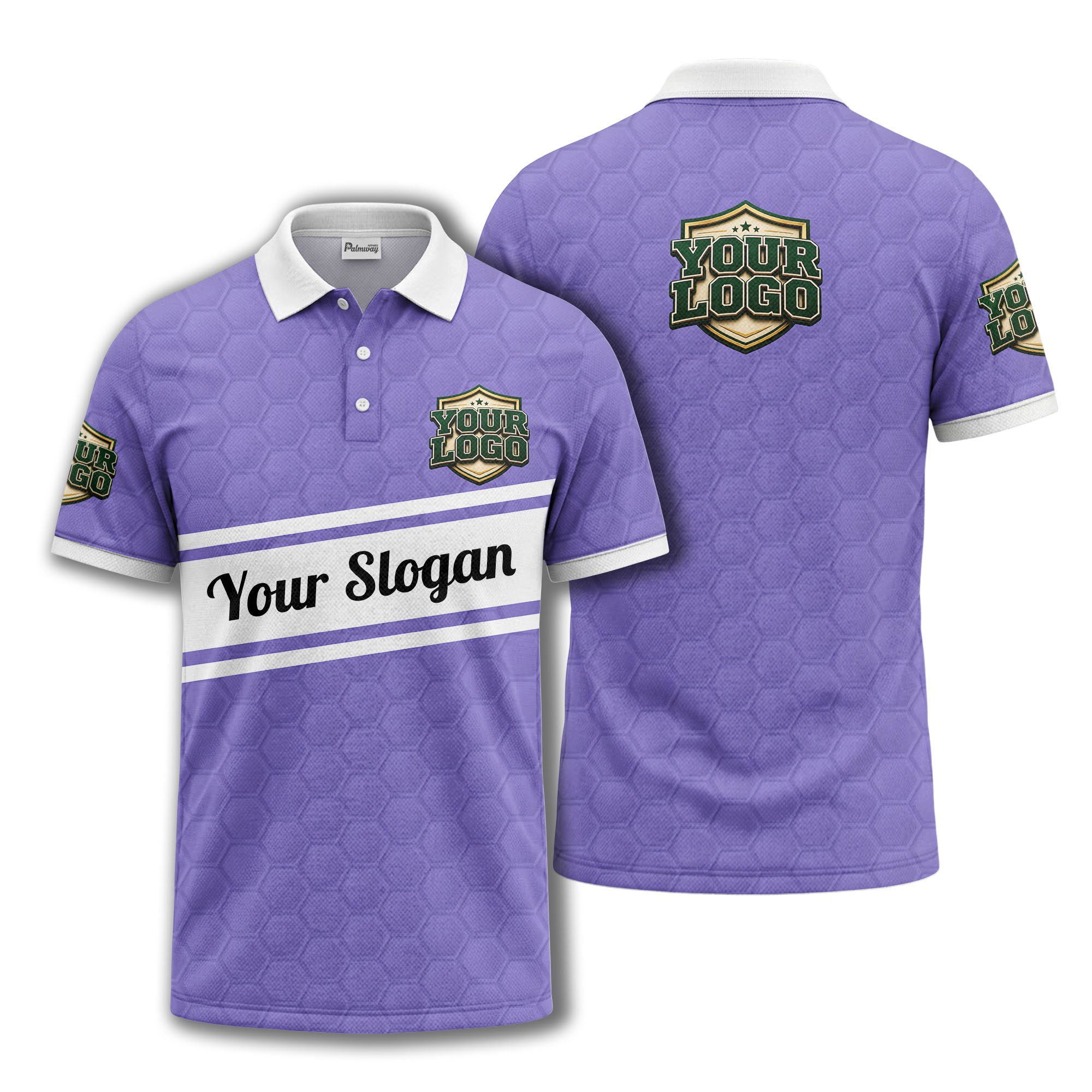 shield logo stars hexagon pattern polo shirt for men