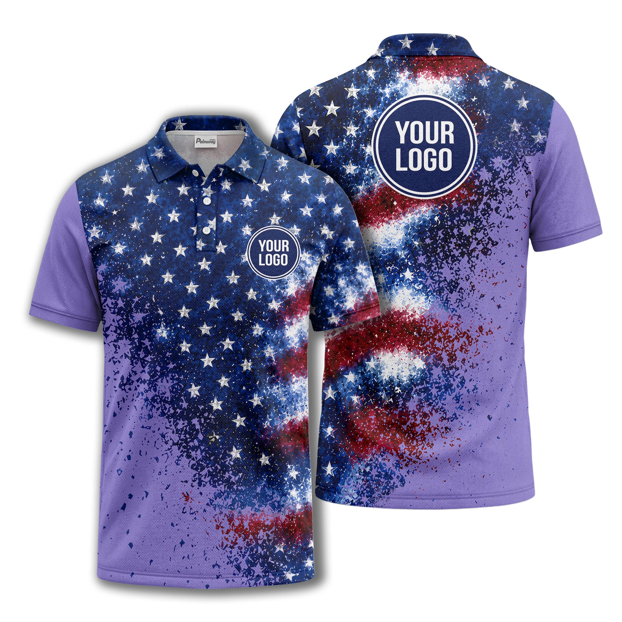 stars & stripes american flag all over print polo shirt
