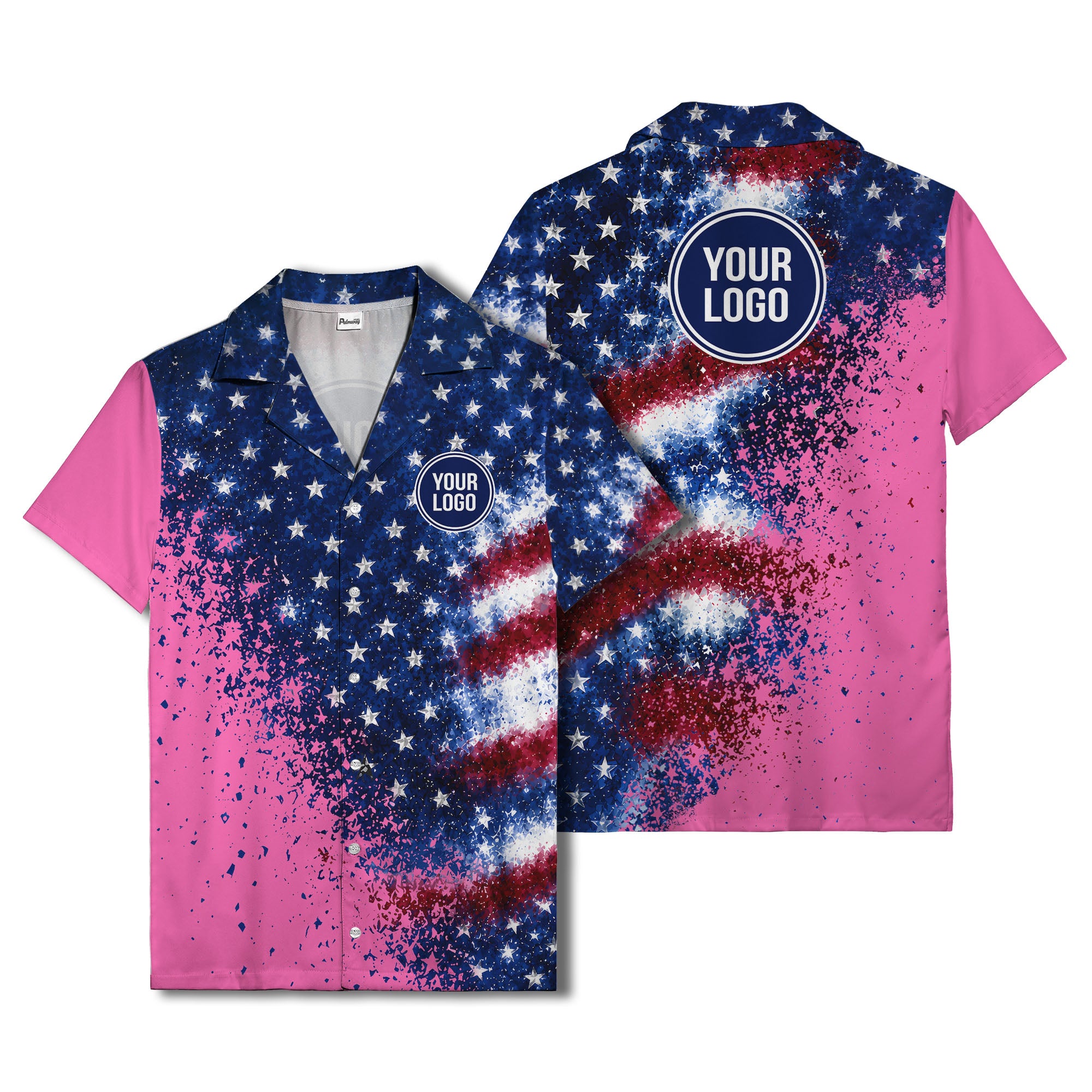 stars & stripes watercolor splash patriotic hawaiian shirt