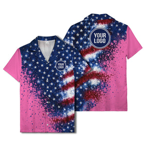 stars & stripes watercolor splash patriotic hawaiian shirt