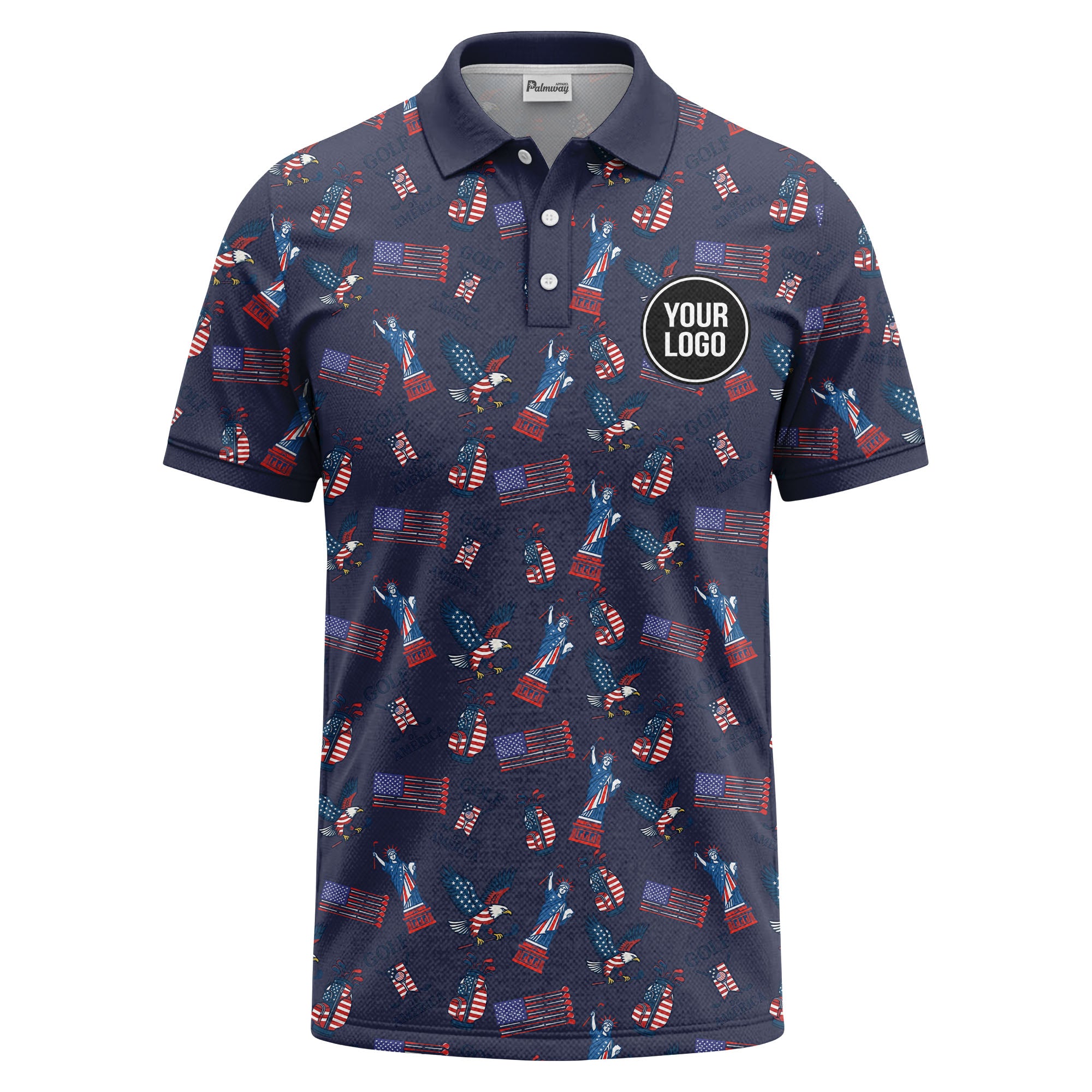 statue of liberty eagles golf clubs polo shirt