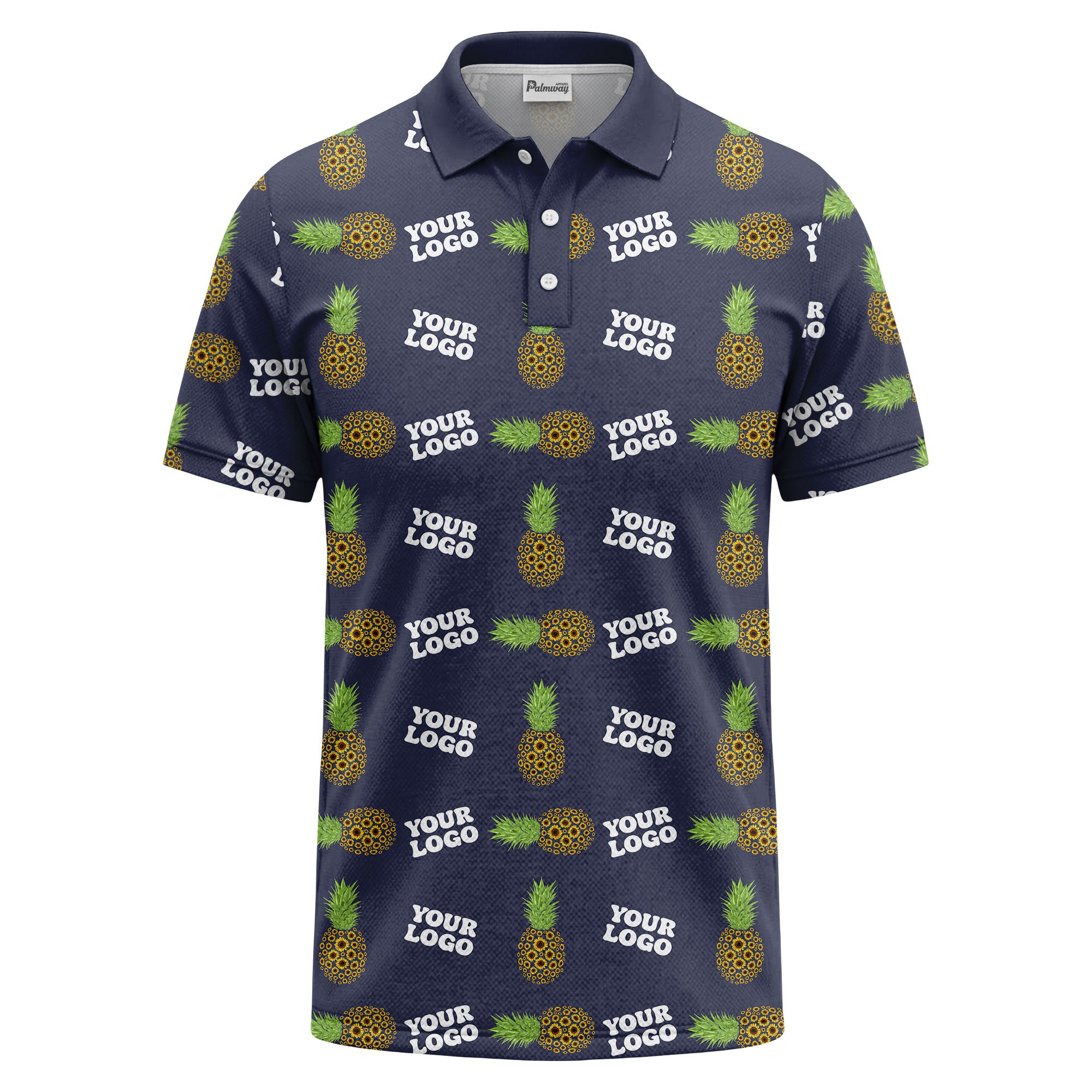 sunflower pineapple repeat custom logo polo shirt for beach days