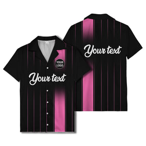 vertical black & white stripe custom logo hawaiian shirt