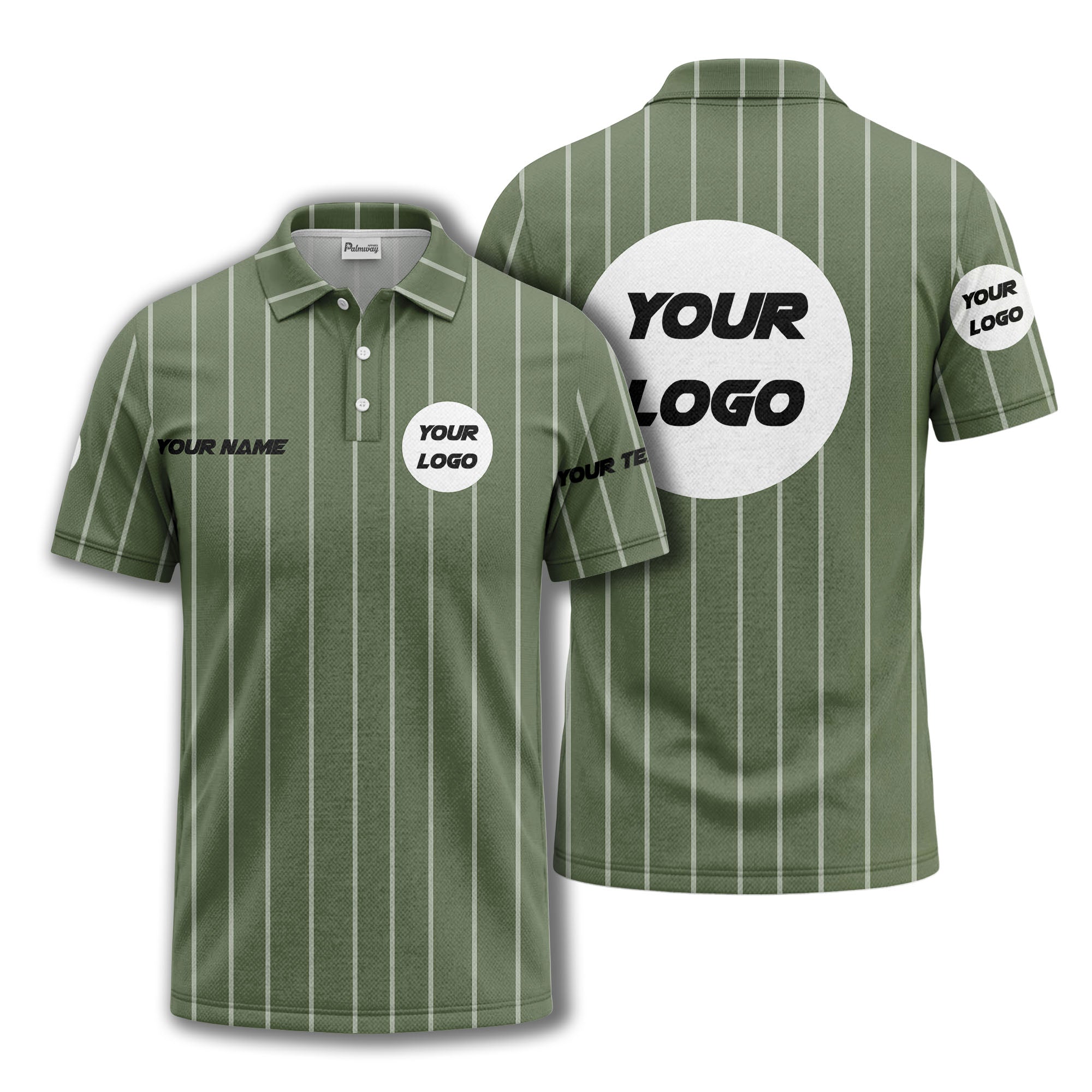 vertical pinstripe custom logo personalized text polo shirt