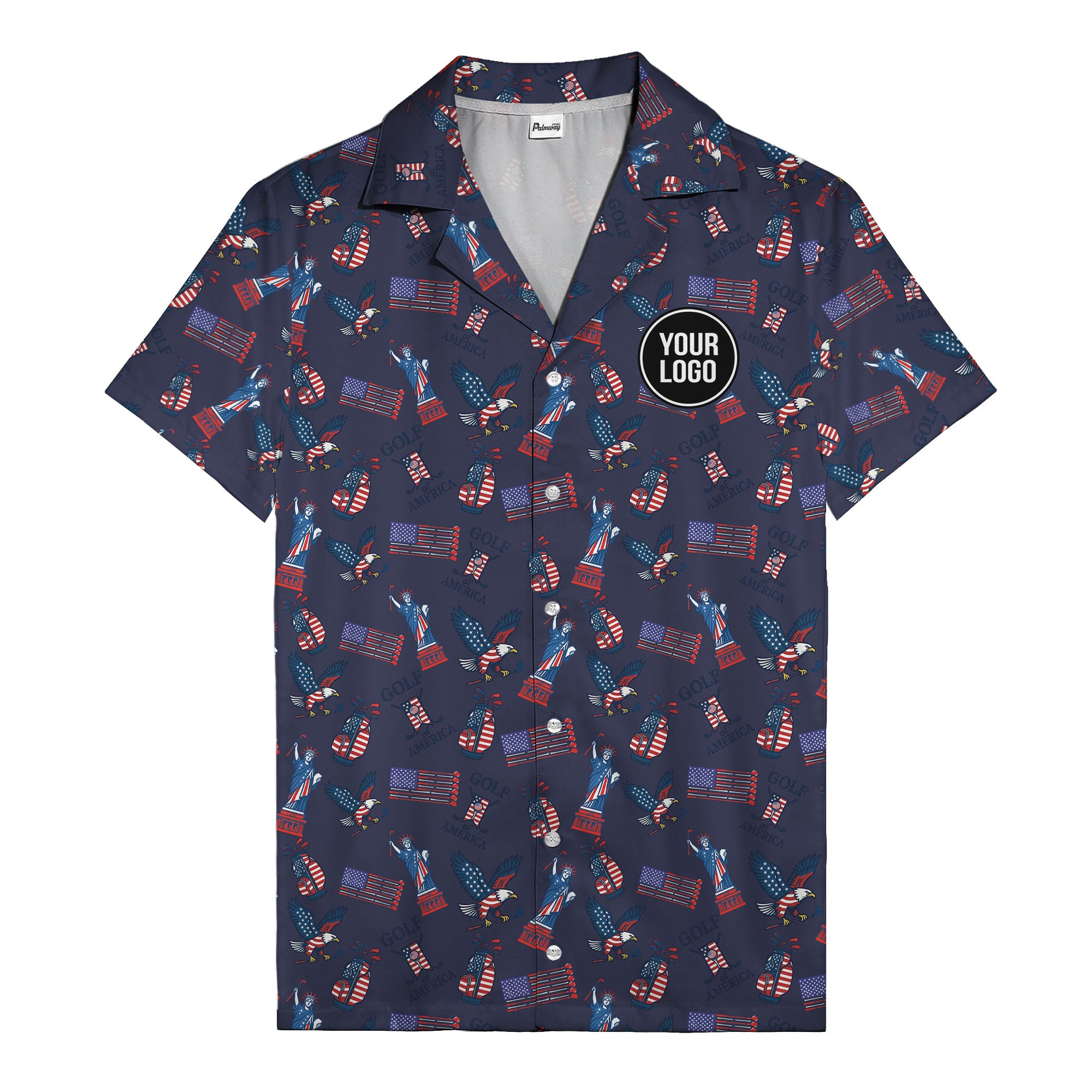vintage 50s bald eagles & statue of liberty golf hawaiian shirt