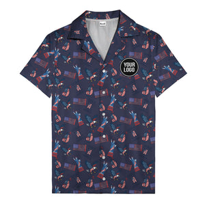 vintage 50s bald eagles & statue of liberty golf hawaiian shirt