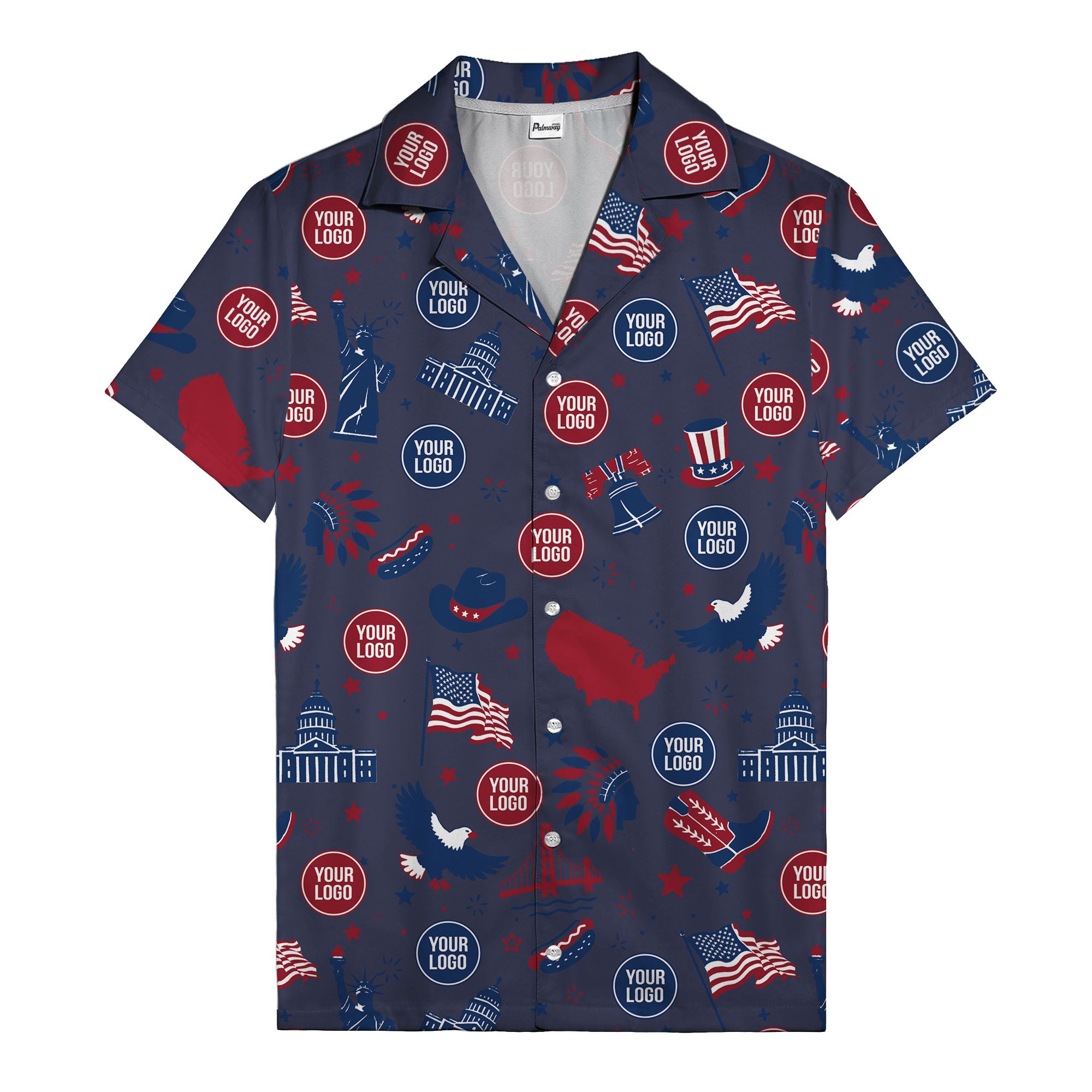 vintage cartoon statue of liberty & eagles patriotic hawaiian shirt