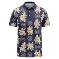watercolor cherry blossom custom logo repeat polo shirt in black