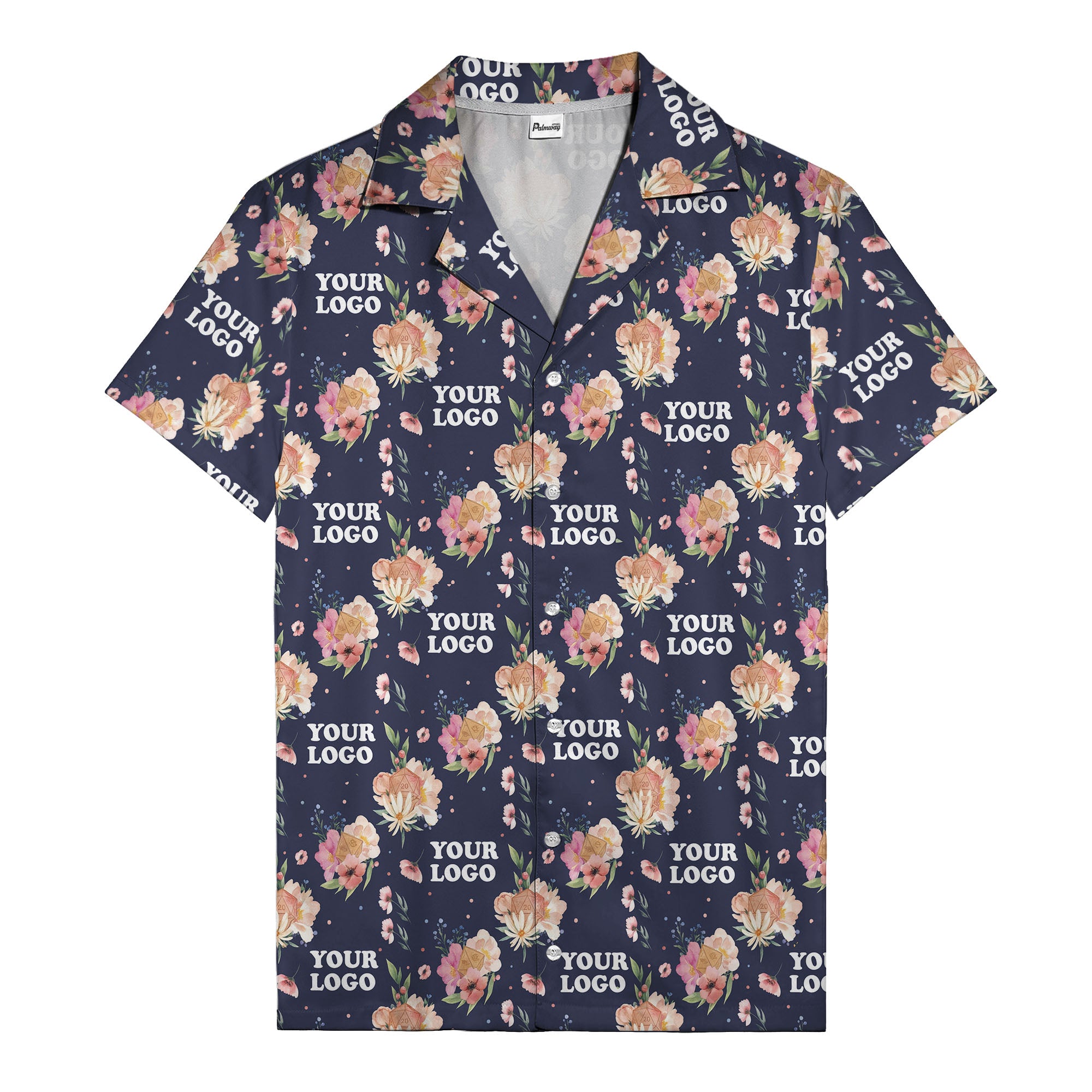 watercolor floral d20 dice hawaiian shirt with custom logo space